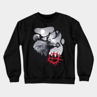 Elk Moose in the nature with the sami sun Crewneck Sweatshirt